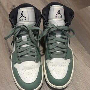 Jordan Green and White High-Top Sneakers